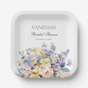 ASSIETTES EN CARTON FLEURS DES CHAMPS PASTEL PLEINES DE VIE MONOGRAMME