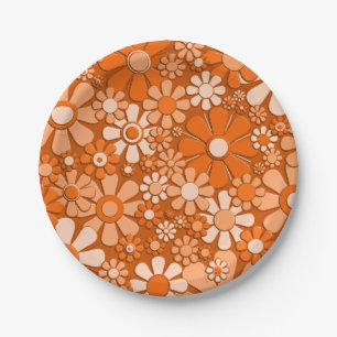 Assiettes En Carton Fleurs en plastique Retro 60s les années 70 Floral