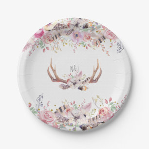 Assiettes En Carton Fleurs et événement rustique de noce d'andouillers
