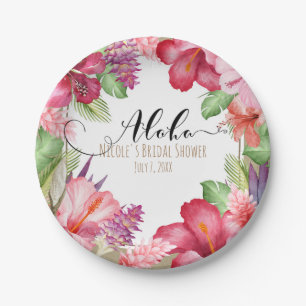 Assiettes En Carton Fleurs exotiques tropicales élégantes Aloha hawaïe