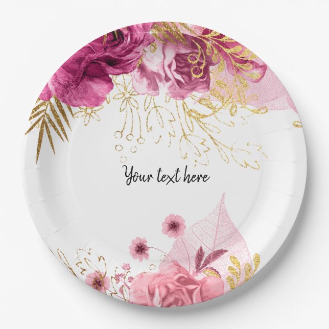 Assiettes En Carton Fleurs glam chic modernes pour toutes les occasion (Devant)