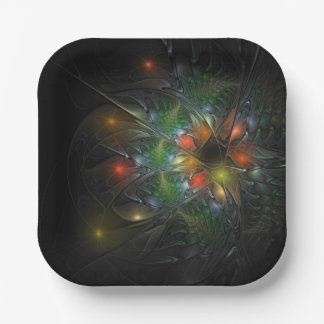 Assiettes En Carton Fleurs imaginaires fractales douces et tendres