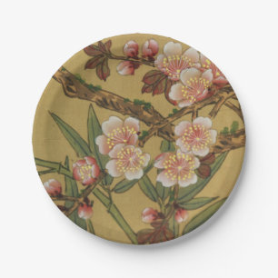 Assiettes En Carton Fleurs Japonaises Asiatiques Fleur de Cerisier Vin