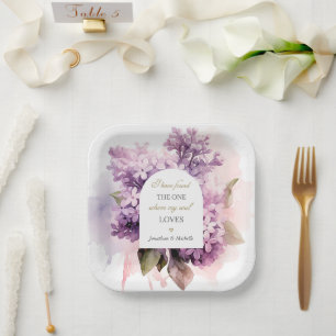 Assiettes En Carton Fleurs Lilac Aquarelle Art Mariage Bible Verse