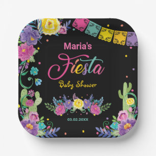 Assiettes En Carton Fleurs mexicaines vibrantes Fleurs florales Baby s