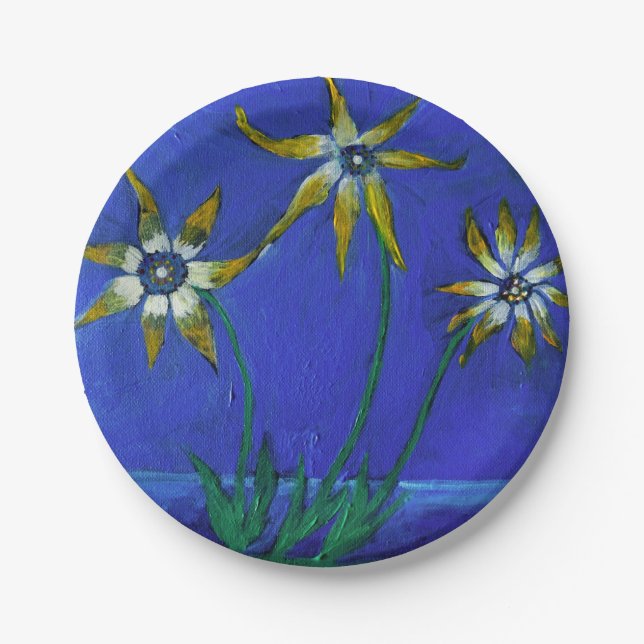 Assiettes En Carton Fleurs Peinture Fleurs Plaques de papier personnal (Devant)