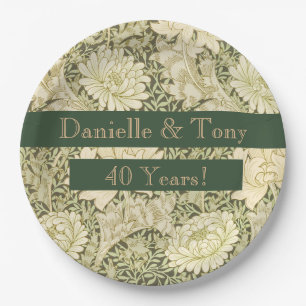 Assiettes En Carton Fleurs pour les 40 ans de mariage
