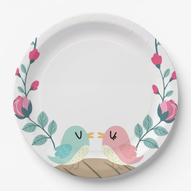 Assiettes En Carton Fleurs printanières inséparables (Devant)