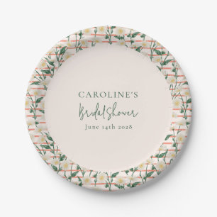 Assiettes En Carton Fleurs Rétro de Marguerites Vertes Mariage Cérémon