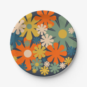 Assiettes En Carton Fleurs rétro mignonnes 60s les années 70 Vibe