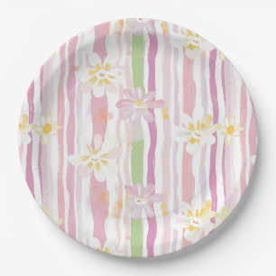 Assiettes En Carton Fleurs Rétro Pastel (9)