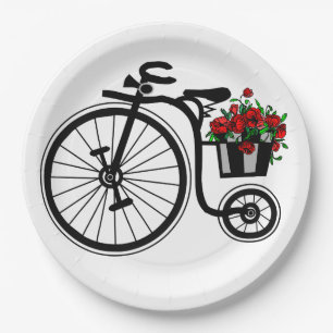 Assiettes En Carton Fleurs romantiques Plaques de papier à vélos