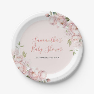 Assiettes En Carton Fleurs roses Fille Baby shower bébé en fleur