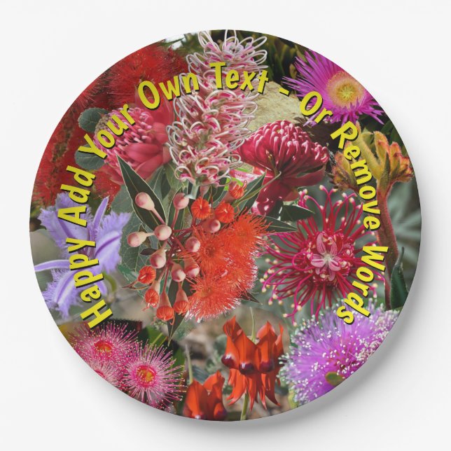 Assiettes En Carton Fleurs sauvages autochtones australiennes grandes  (Devant)