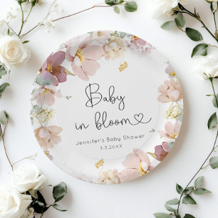 Assiettes En Carton Fleurs sauvages bébé en fleurs baby shower