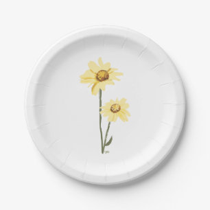 Assiettes En Carton Fleurs sauvages du Texas - Tournesol, jaune