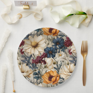 Assiettes En Carton Fleurs sauvages florales