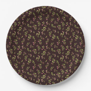 Assiettes En Carton Fleurs sauvages floraux jetés sur Brown de chocola