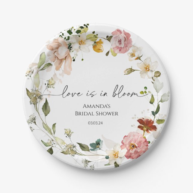 Assiettes En Carton Fleurs sauvages L'amour est en fleur (Devant)
