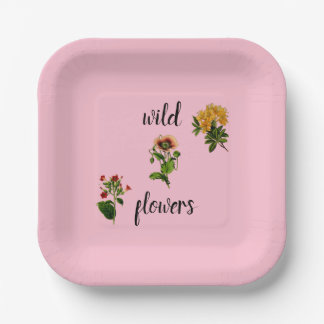 Assiettes En Carton Fleurs sauvages roses Botanique Vintage