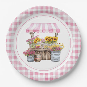 Assiettes En Carton Fleurs sauvages roses rustiques Tournesols Marché 