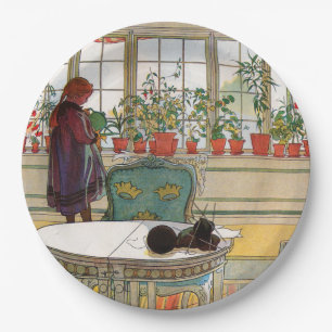 Assiettes En Carton Fleurs sur le rebord de la fenêtre par Carl Larsso