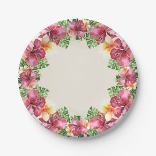 Assiettes En Carton Fleurs Tropicales Aloha Fête Florale Botanique Lua