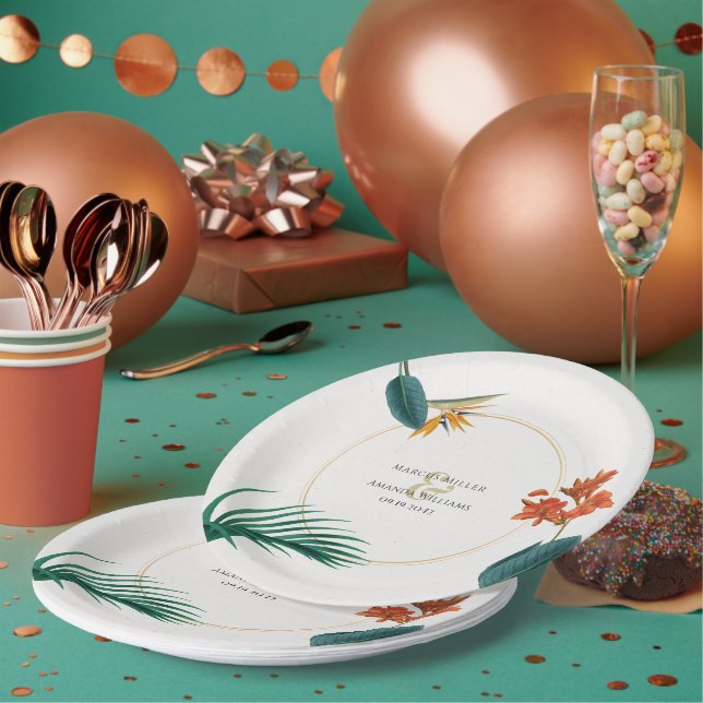 Assiettes En Carton Fleurs tropicales Mariages (Multi)