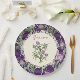 Assiettes En Carton Fleurs violettes de chardon