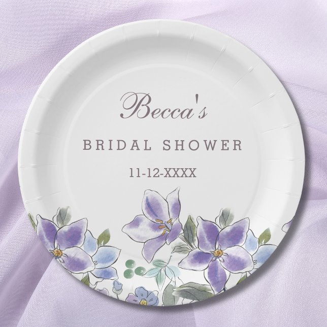 Assiettes En Carton Fleurs Violettes Lilial Fête de Mariage Florale (Créateur téléchargé)