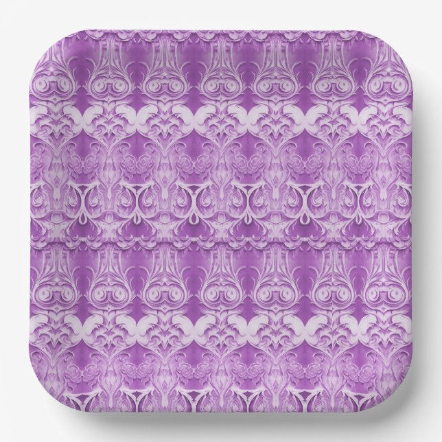 Assiettes En Carton Fleurs violettes Plaque de papier fleurie (Recto)