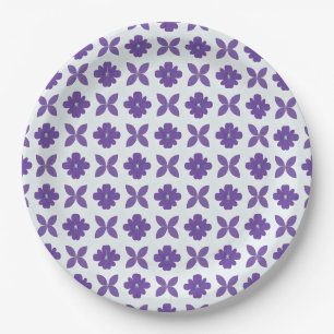 Assiettes En Carton Fleurs violettes sur fond clair