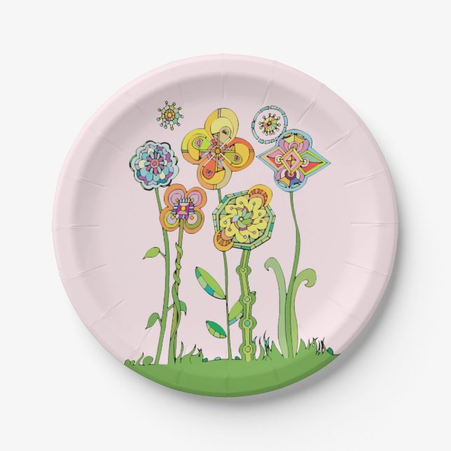 Assiettes En Carton Fleurs Whimsical (Devant)