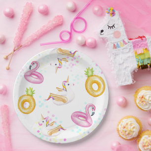Assiettes En Carton Floatie Pool Party Anniversaire Plaques papier