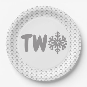Assiettes En Carton Flocon de neige 2e anniversaire