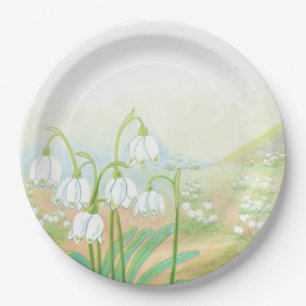 Assiettes En Carton Flocon de neige de printemps, Leucojum vernum Illu