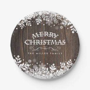 Assiettes En Carton Flocon de neige d'hiver, Noël