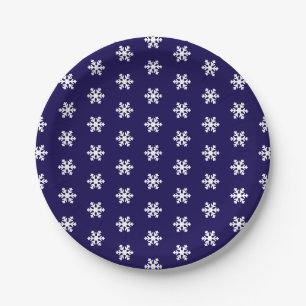 Assiettes En Carton Flocon de neige Motif Marine bleu et blanc hiver