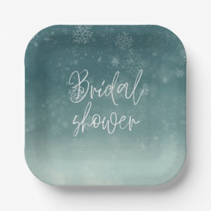 Assiettes En Carton Flocons de neige à l'aquarelle Mariage d'hiver