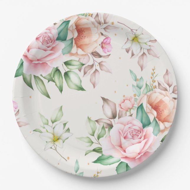 Assiettes En Carton Floral (Devant)