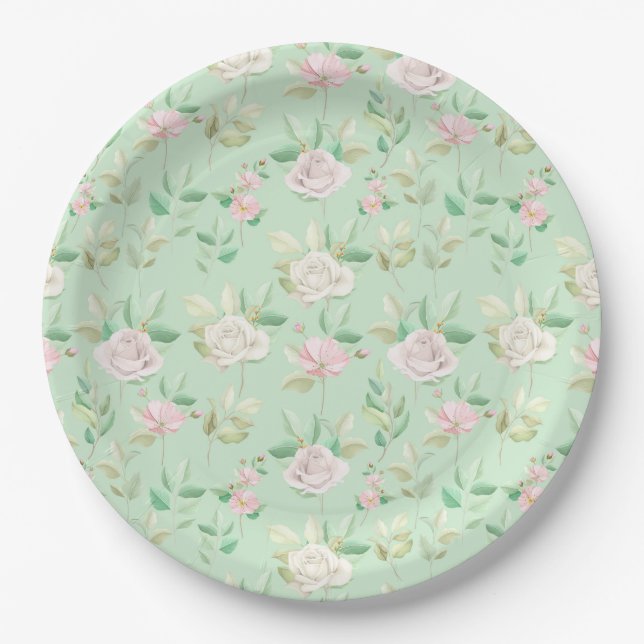 Assiettes En Carton Floral (Devant)