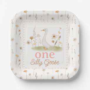 Assiettes En Carton Floral Beige Whimsical One Silly Goose Anniversair