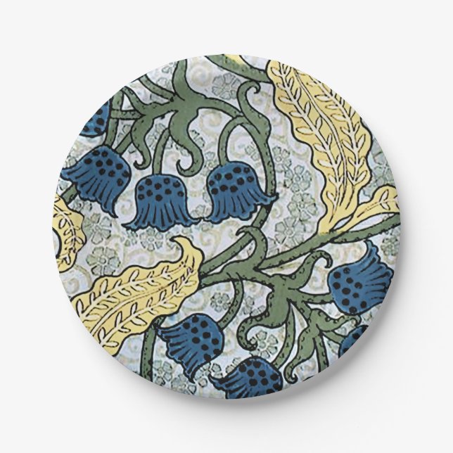 Assiettes En Carton Floral Blue Flowers Lily Valley Répétition (Devant)