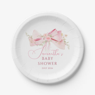 Assiettes En Carton Floral Bow Elegant Flower Girl baby shower 