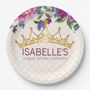 Assiettes En Carton Floral Crown Chic Design d'anniversaire