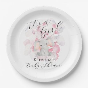 Assiettes En Carton Floral d'éléphant moderne C'est un Baby shower de 
