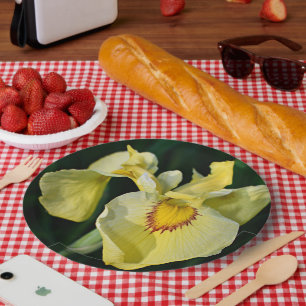 Assiettes En Carton Floral d'Iris japonais jaune