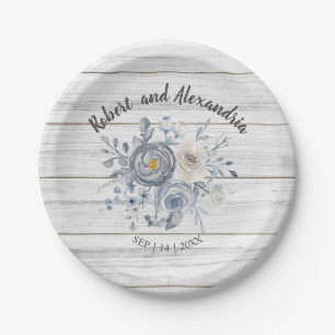 Assiettes En Carton Floral gris   Réception de mariage de Fête des mar
