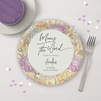 Assiettes En Carton Floral Mum's the Word Surprise Baby Shower