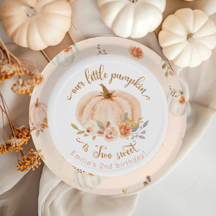 Assiettes En Carton Floral orange Automne petit citrouille 2e annivers